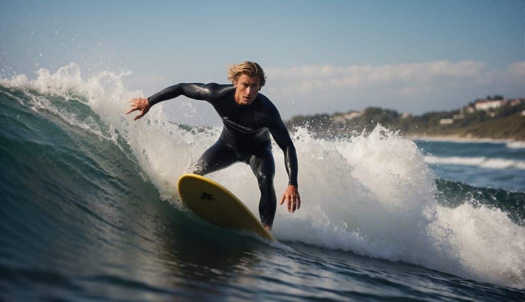 A surfer successfully navigates around a dangerous wave, avoiding injury