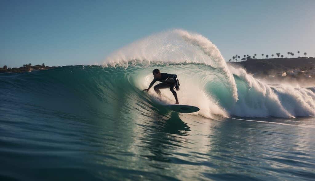 Surfers performing advanced maneuvers and techniques on powerful waves